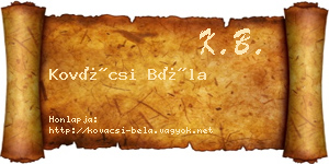 Kovácsi Béla névjegykártya
