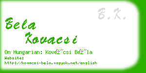 bela kovacsi business card